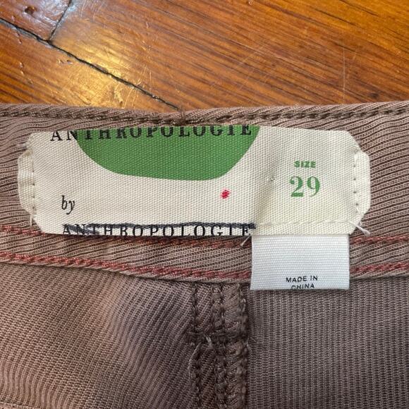 By Anthropologie Tencel Ribbed Button Cuff Straight Leg Utility Pants Sz 29 - Picture 5 of 10